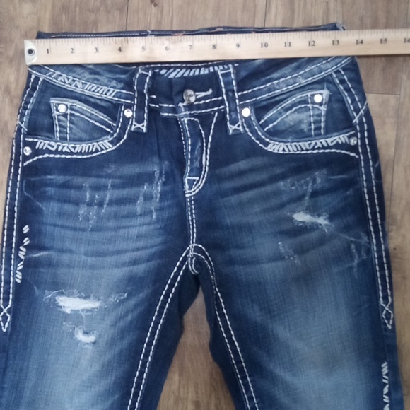 Rock Revival NWOT Women's 26 Bootcut May Bejeweled Embroidered Distressed - Picture 8 of 12